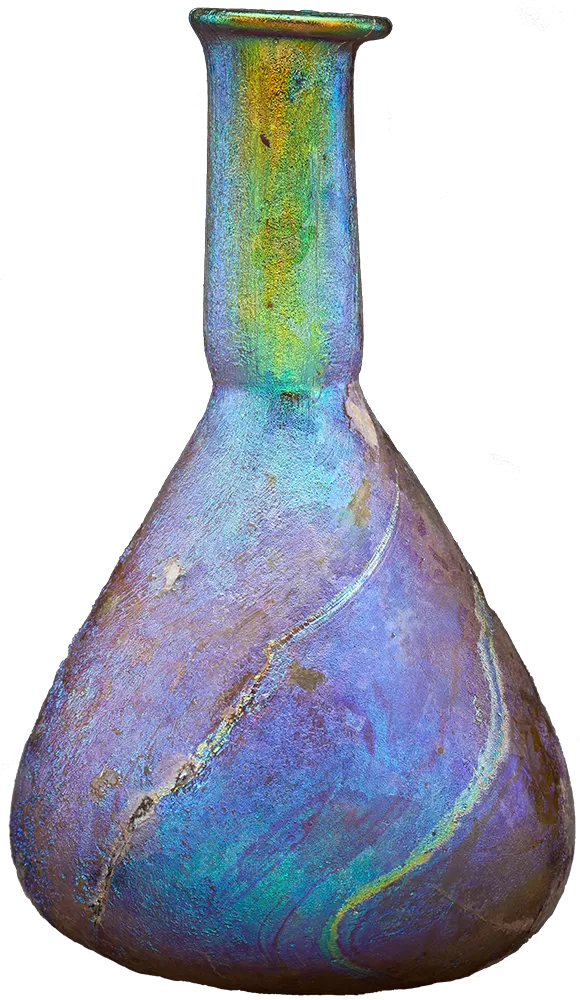 a colorful glass vase