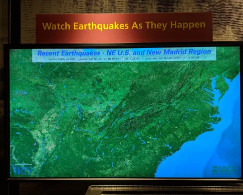 A display of live seismic activity in the Gems & Minerals Hall. 