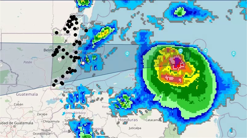 Satellite map of CBC and hurricane Nana